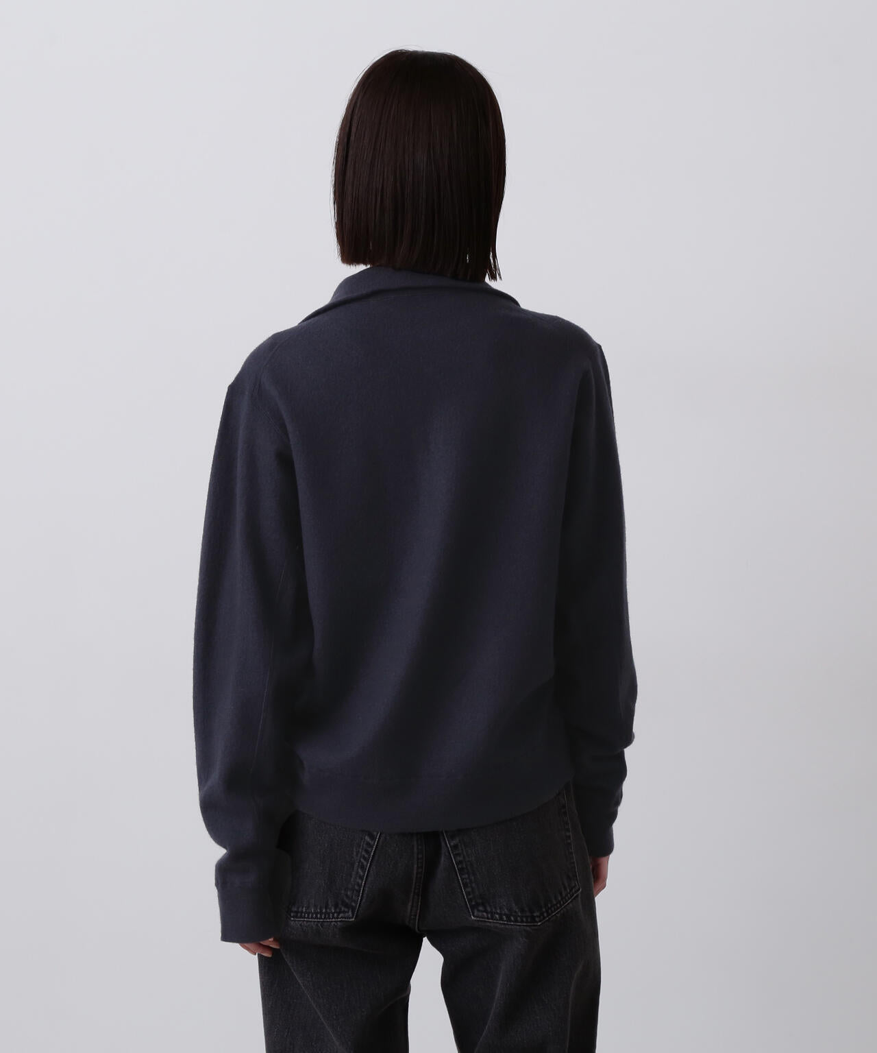 YLEVE / ULTRAFINE MERINO MILLED WOOL KNIT HALF ZIP PULL OVER