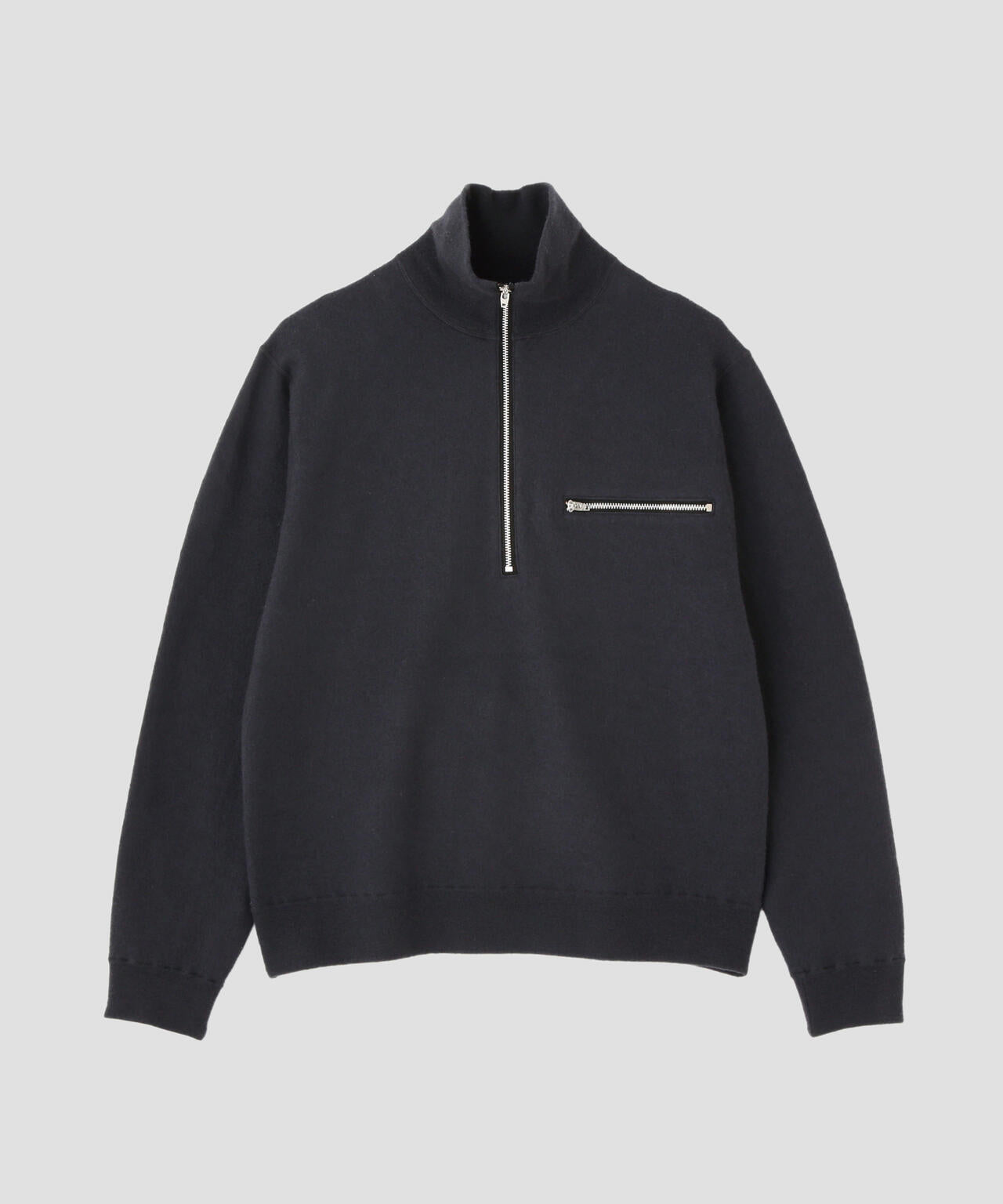 YLEVE / ULTRAFINE MERINO MILLED WOOL KNIT HALF ZIP PULL OVER