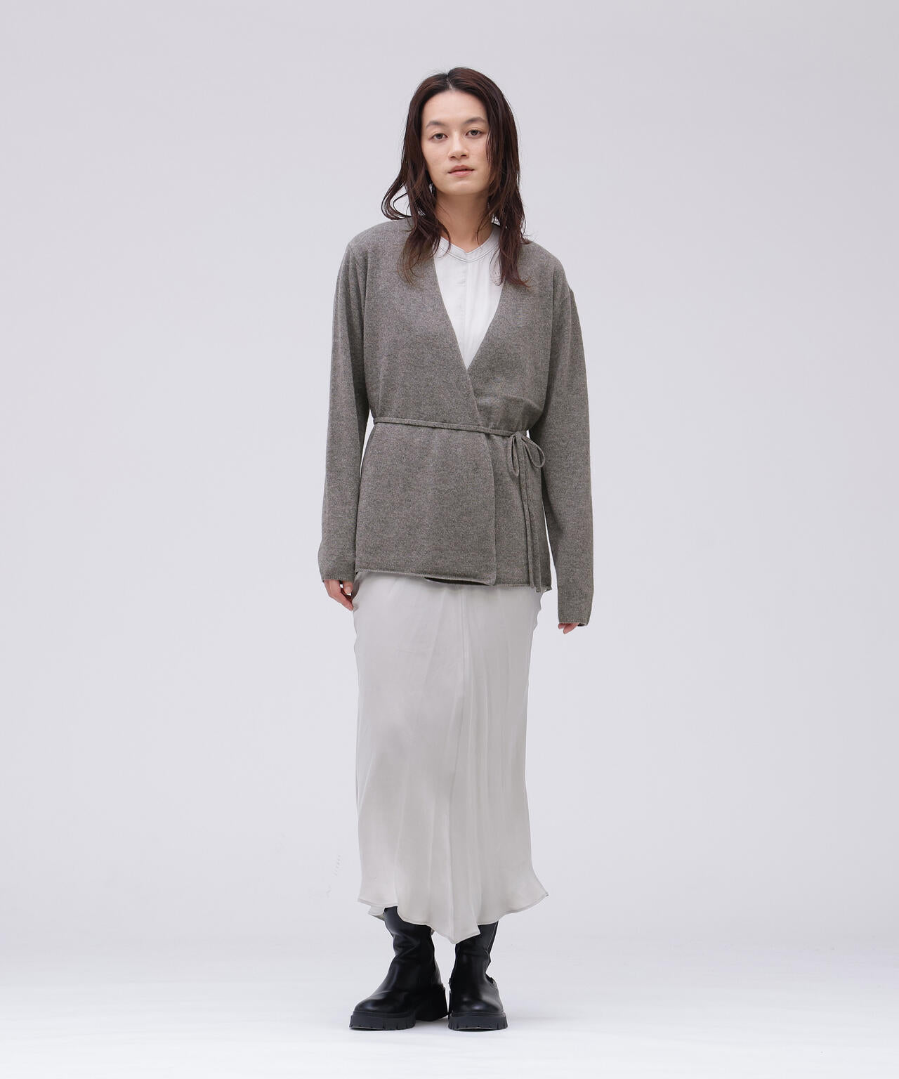 YLEVE / CASHMERE KNIT WRAP CARDIGAN