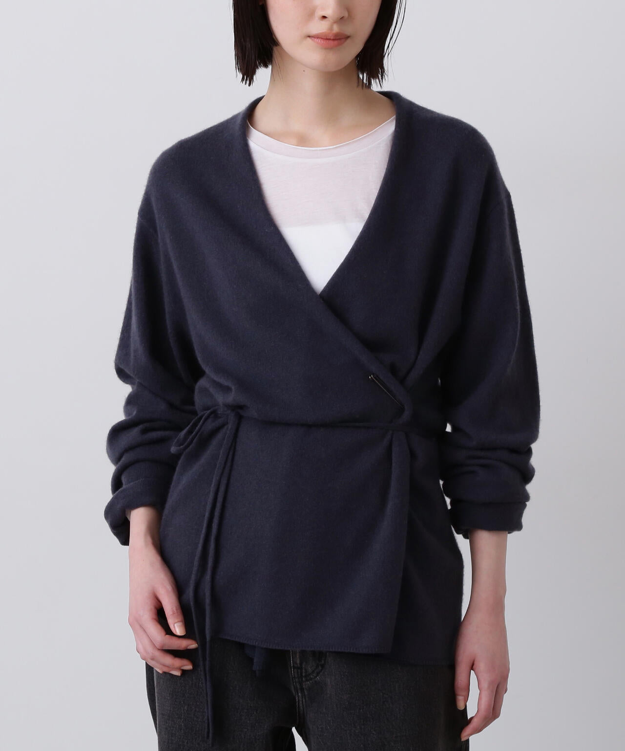 YLEVE / CASHMERE KNIT WRAP CARDIGAN