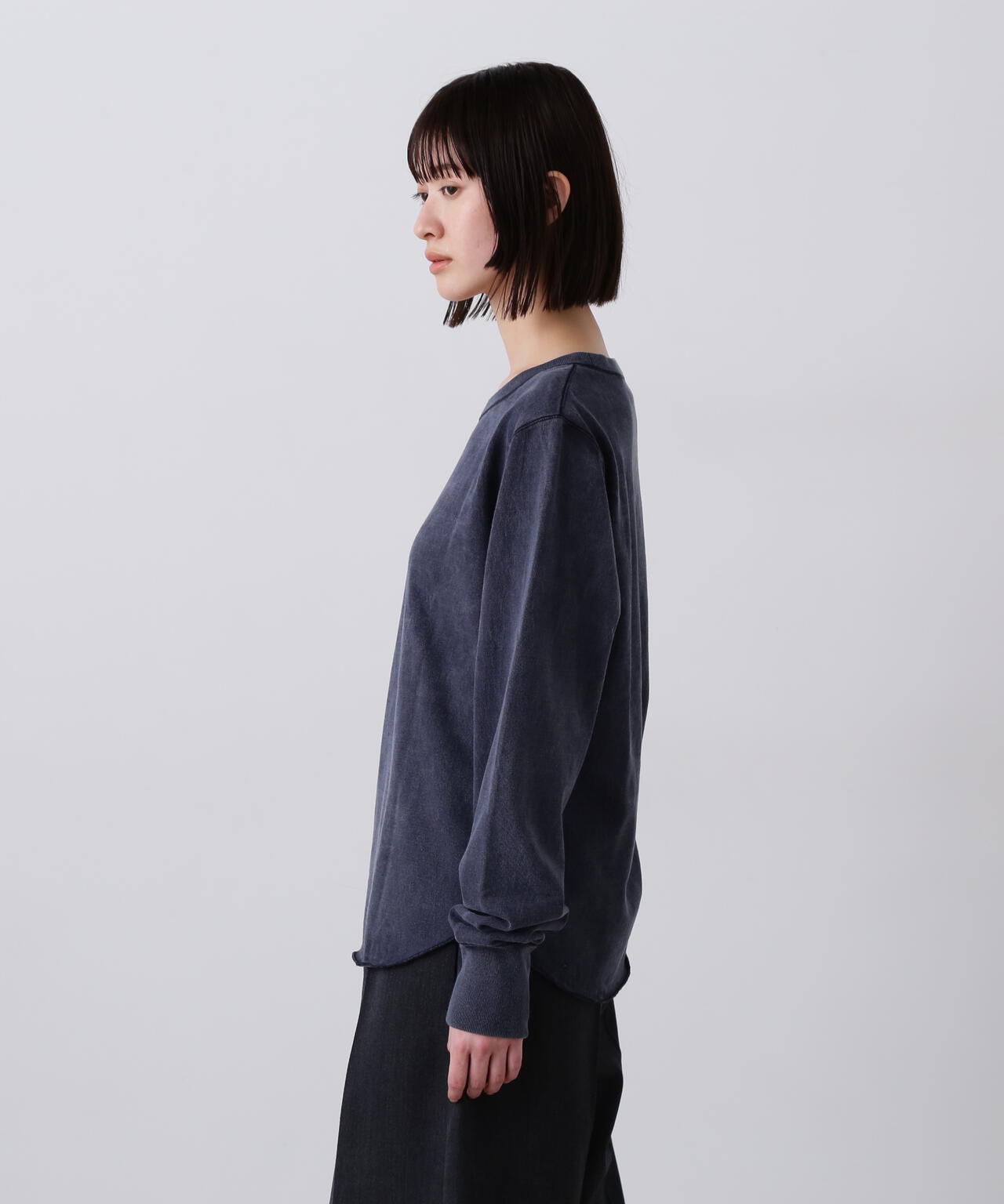 YLEVE / OPEN END COTTON PIGMENT DYE LONG SLEEVE T‐SHIRT