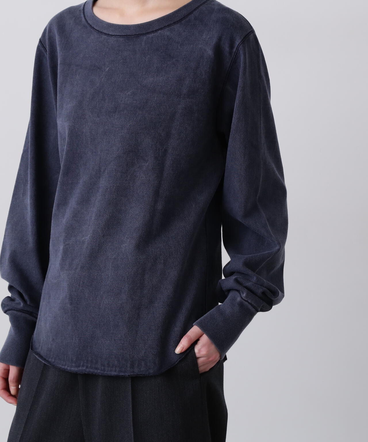 YLEVE / OPEN END COTTON PIGMENT DYE LONG SLEEVE T‐SHIRT
