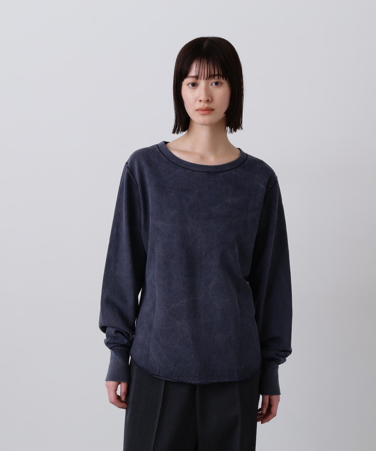 YLEVE / OPEN END COTTON PIGMENT DYE LONG SLEEVE T‐SHIRT