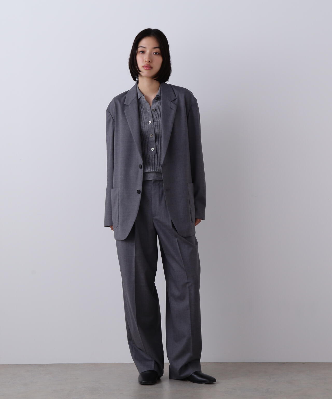 YLEVE / SUPER120'S CHAMBRAY WOOL 3TACK TROUSERS