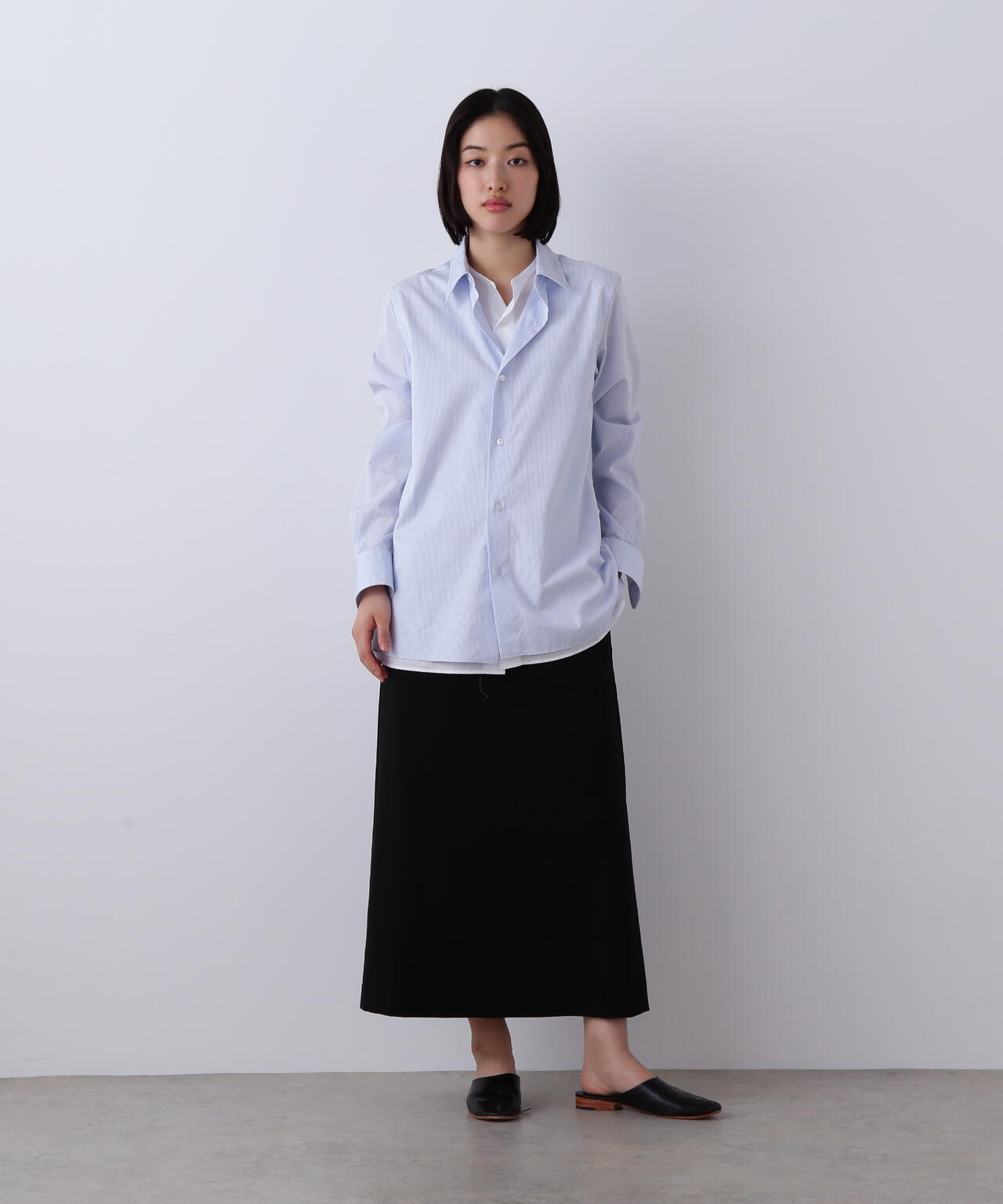 YLEVE / COTTON BROAD CLOTH LAYERED SHIRT