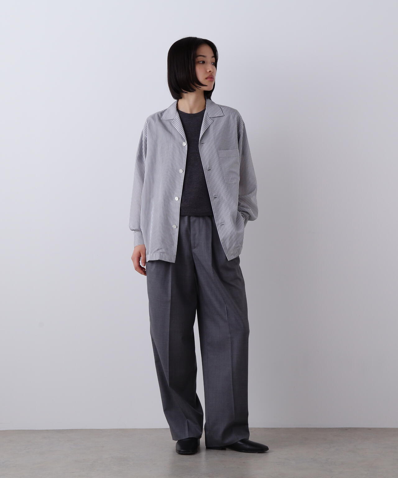 YLEVE / ACETATE CUPRA STRIPE PAJAMA SHIRT