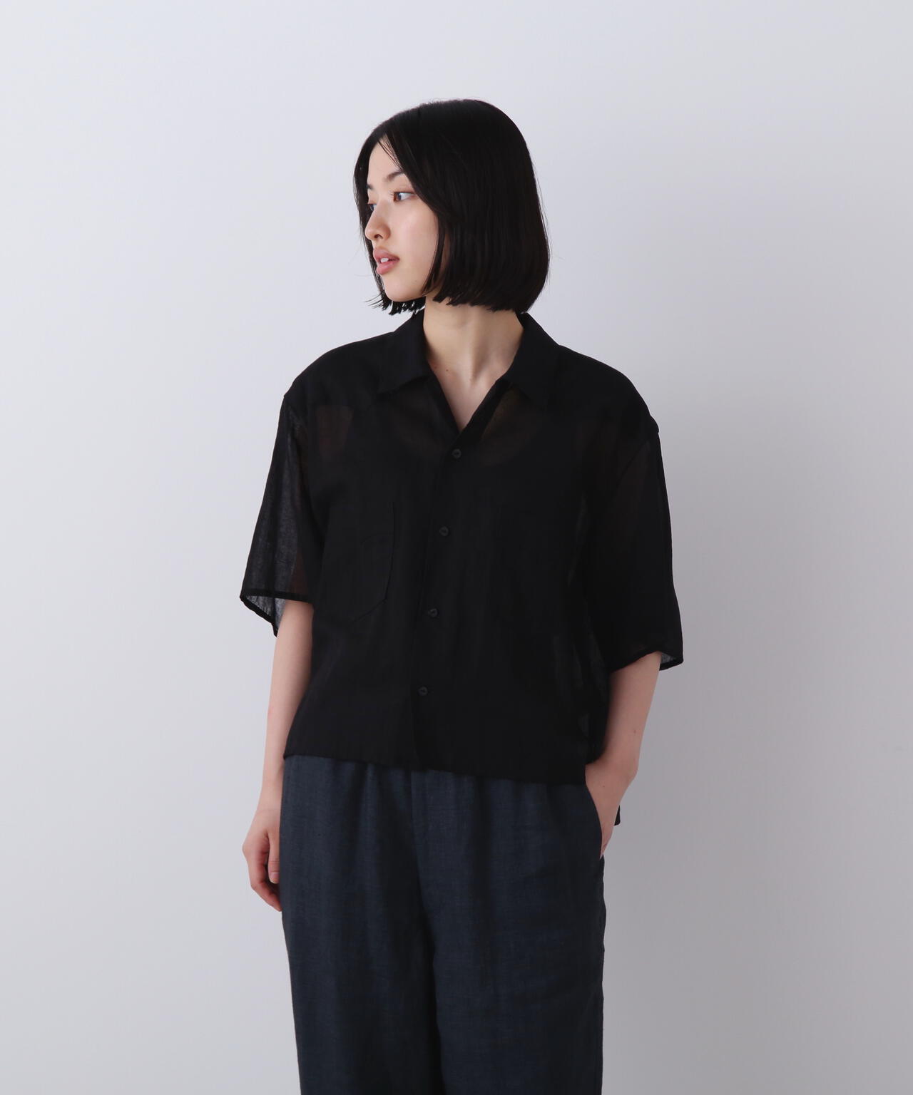 YLEVE / COTTON RAMIE VOILE HAND STITCH SHIRT