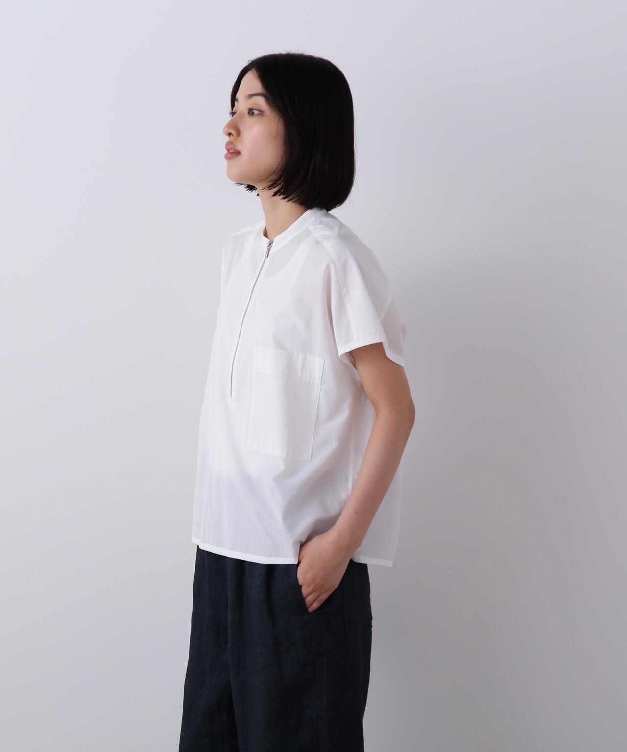 YLEVE / COTTON CUPRA HALF ZIP SHIRT