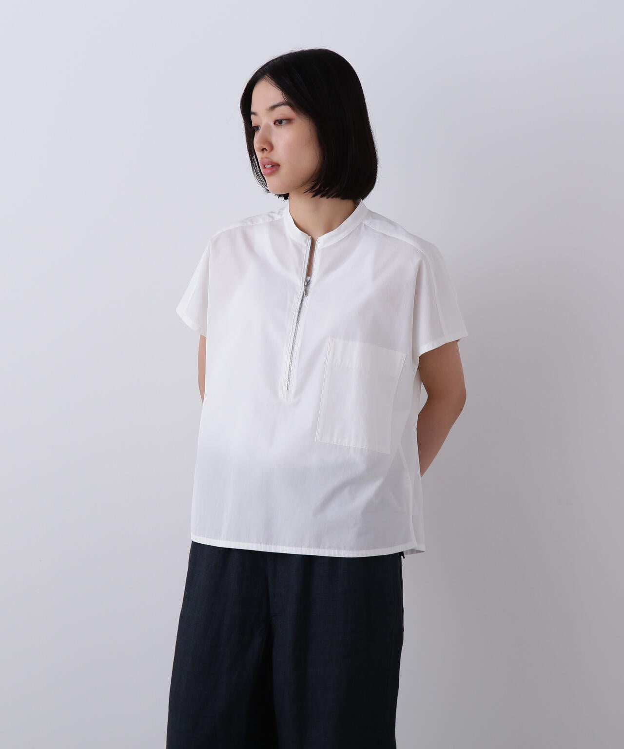 YLEVE / COTTON CUPRA HALF ZIP SHIRT