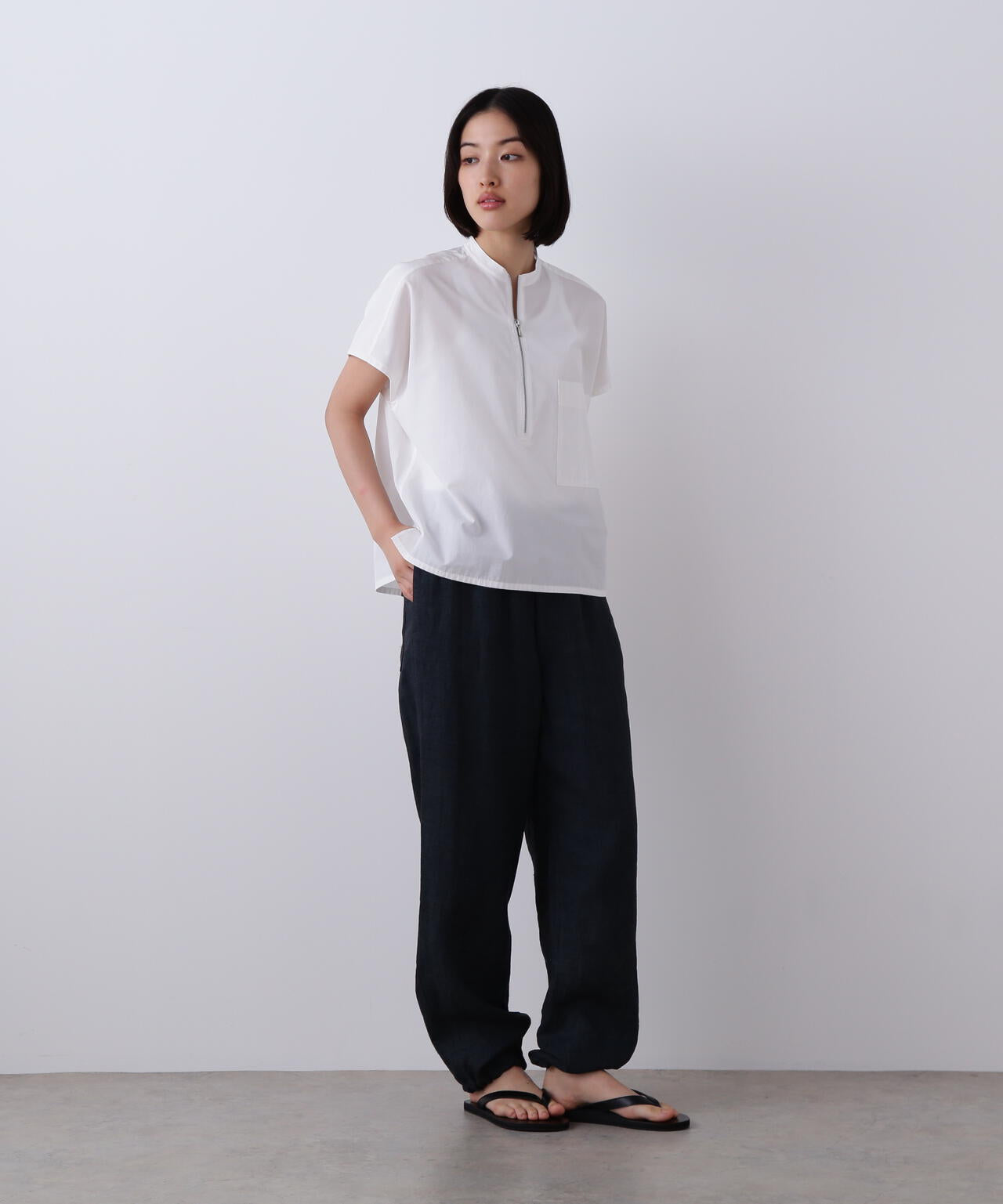 YLEVE / COTTON CUPRA HALF ZIP SHIRT