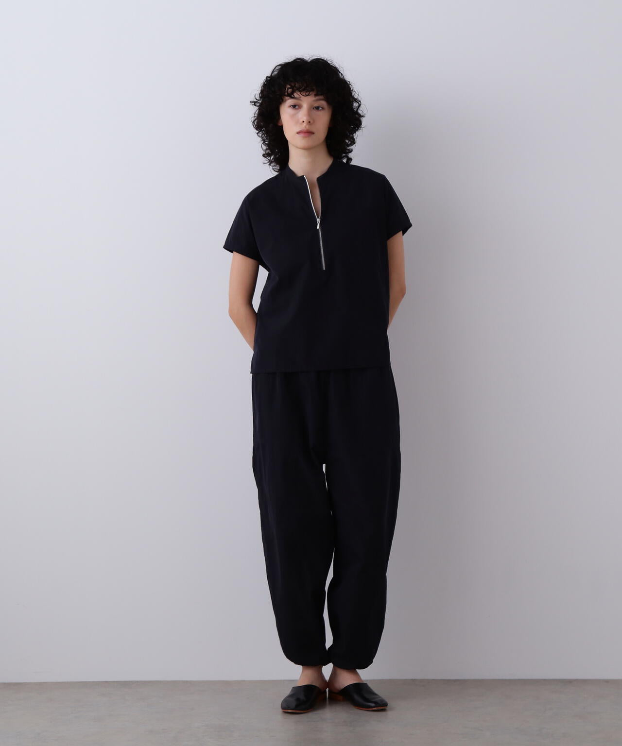 YLEVE / COTTON CUPRA HALF ZIP SHIRT