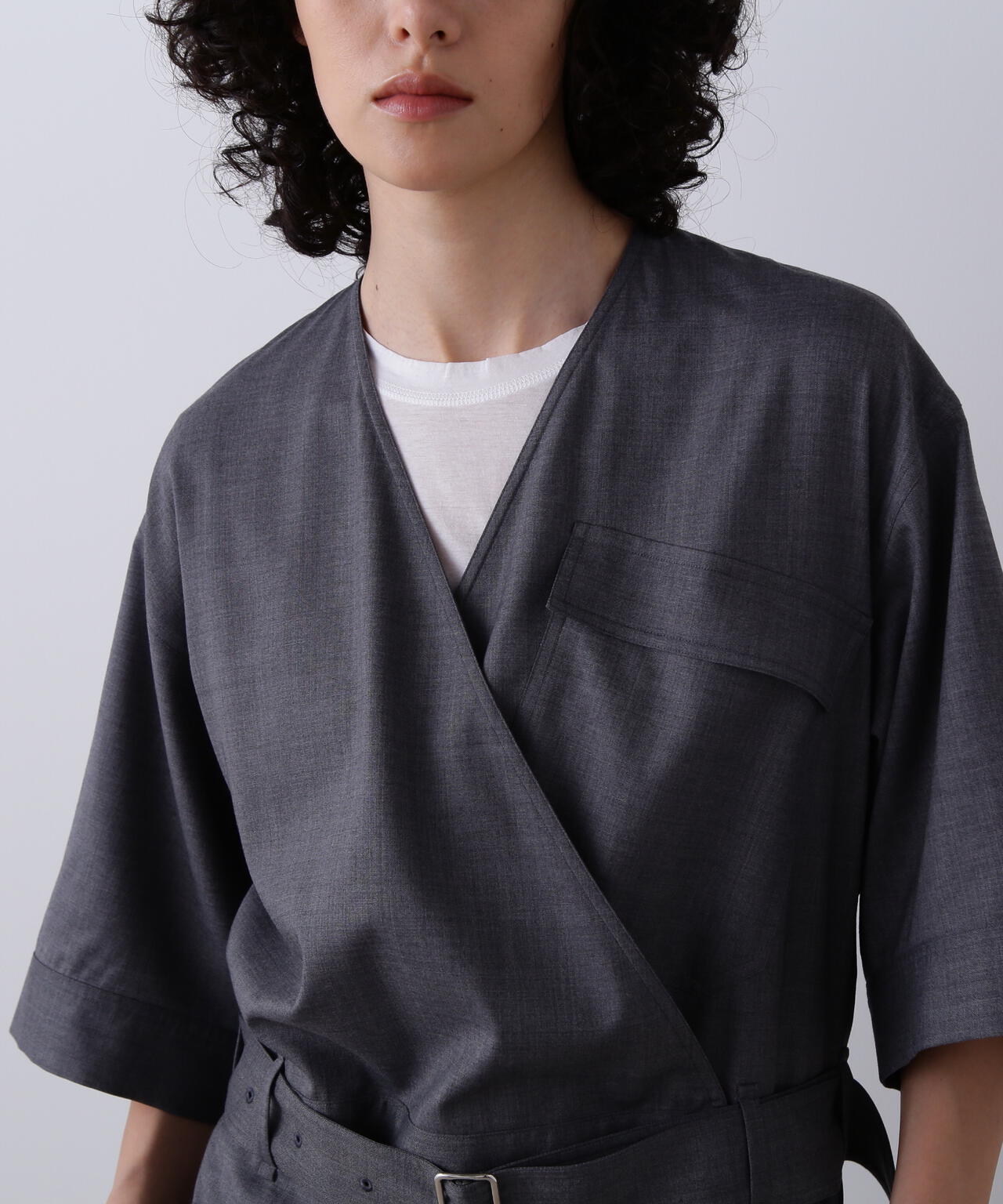 YLEVE / SUPER120'S CHAMBRAY WOOL ALL IN ONE