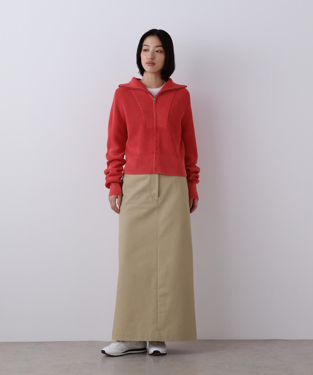 YLEVE / FADED STONEWASH KNIT ZIP PULLOVER