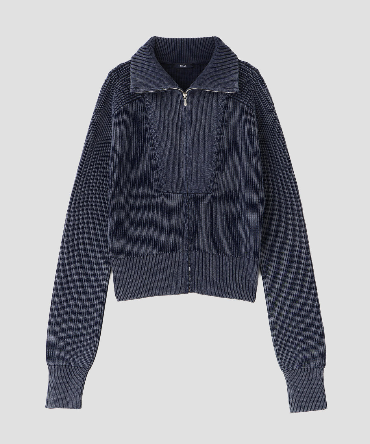 YLEVE / FADED STONEWASH KNIT ZIP PULLOVER