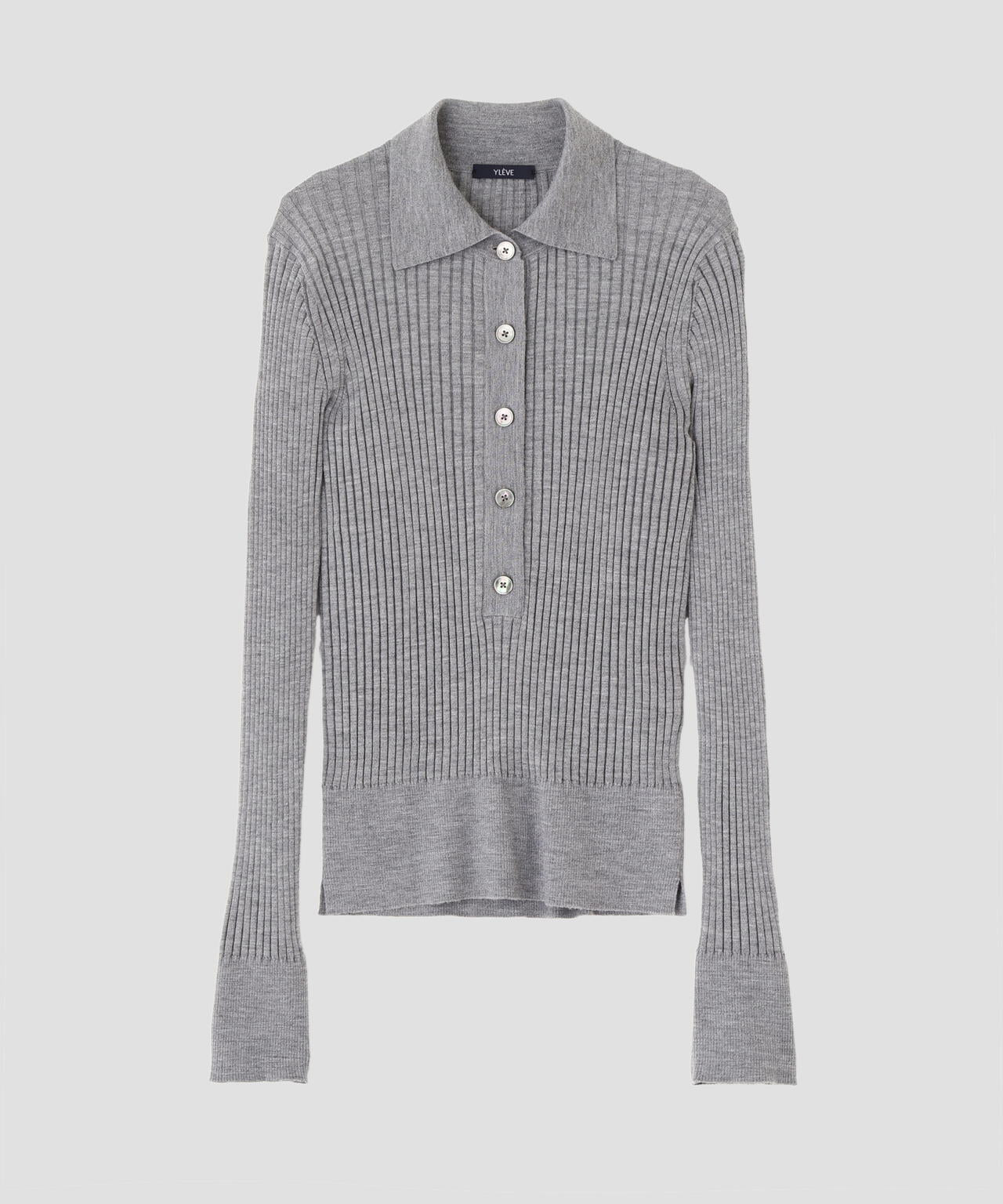 YLEVE / WOOL SILK CASHMERE RIB KNIT POLO
