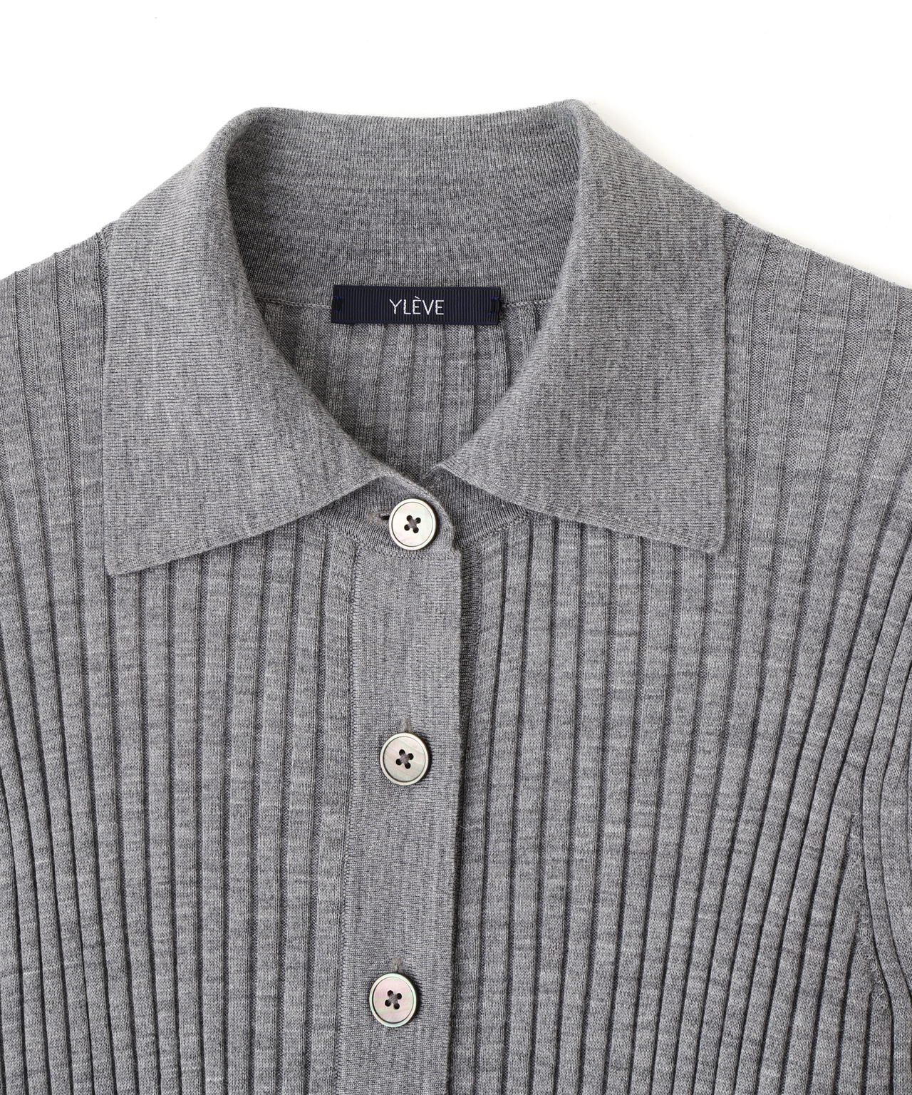YLEVE / WOOL SILK CASHMERE RIB KNIT POLO
