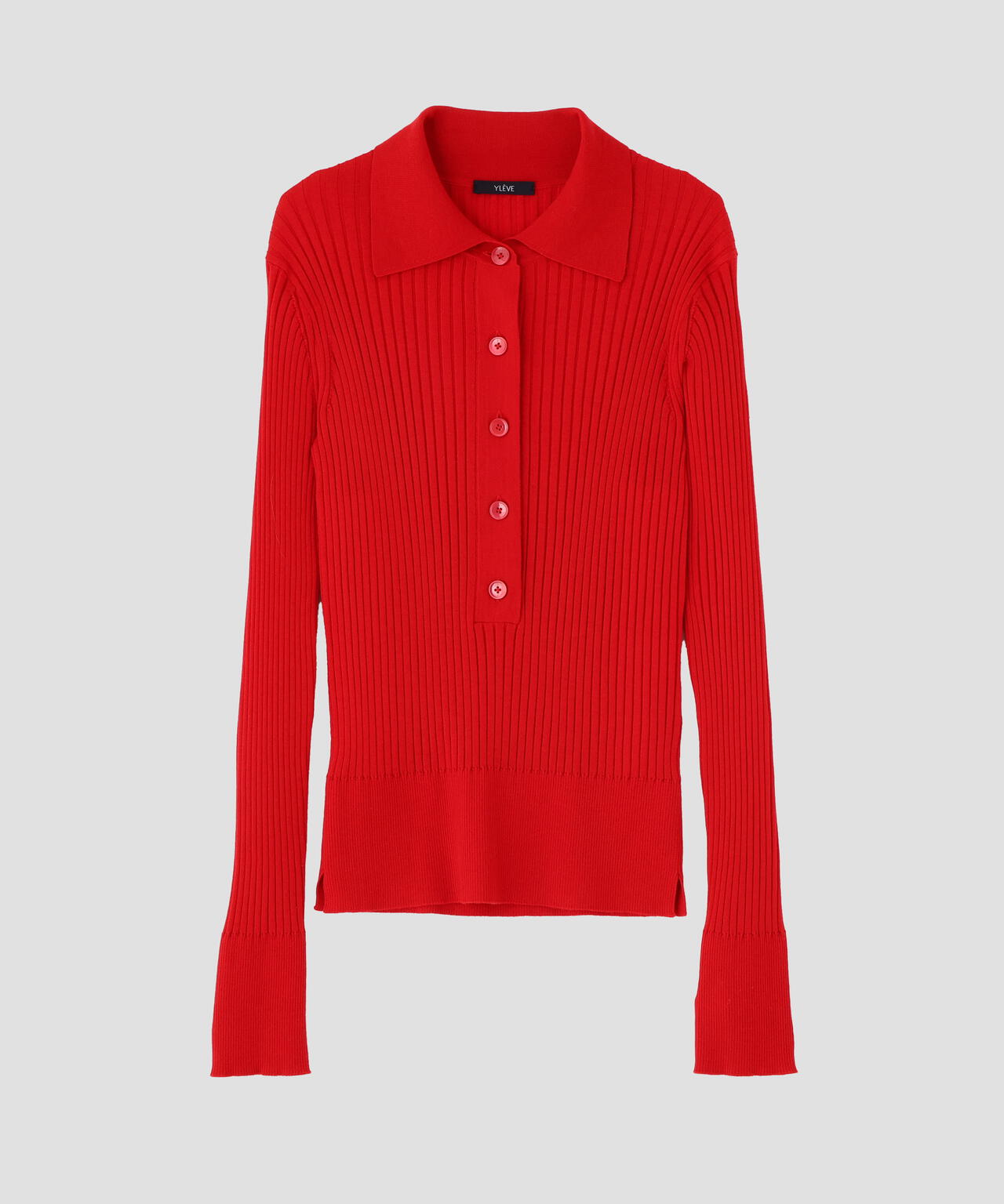 YLEVE / WOOL SILK CASHMERE RIB KNIT POLO