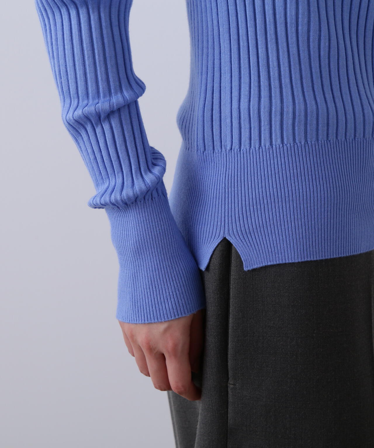 YLEVE / WOOL SILK CASHMERE RIB KNIT POLO