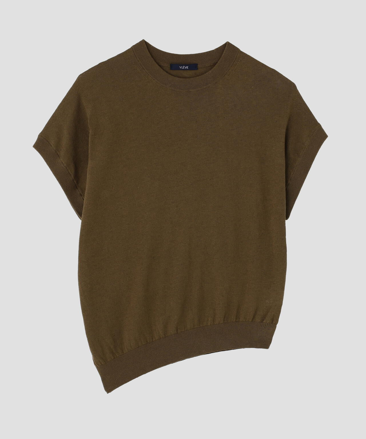 YLEVE / COTTON LINEN KNIT ASYMMETRY PULLOVER