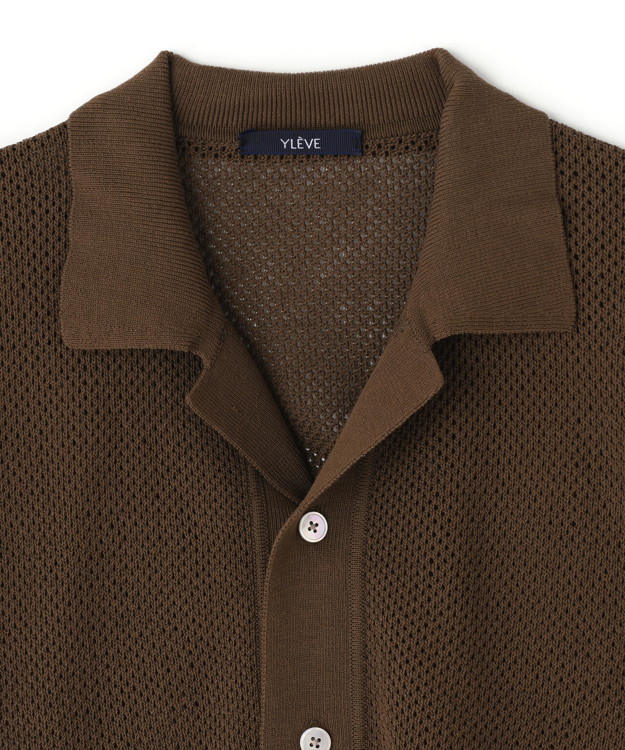 YLEVE / ICE COTTON OPEN COLLAR KNIT