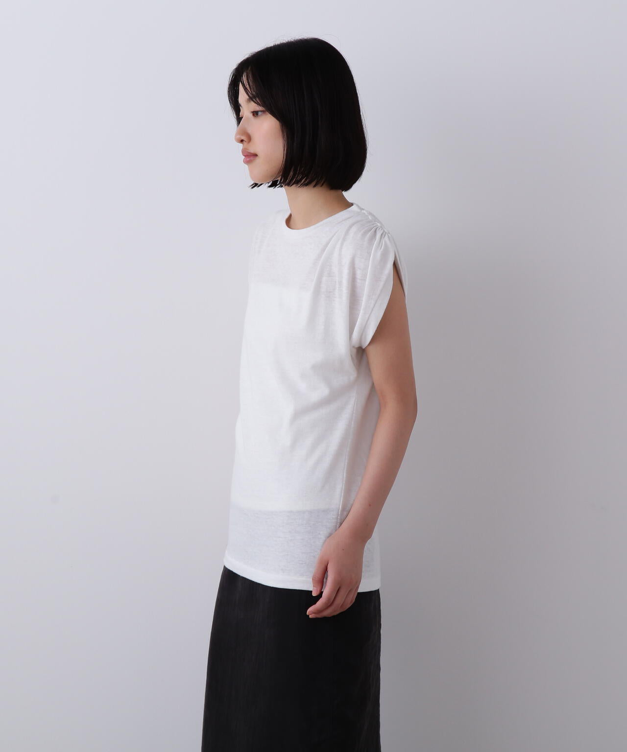 YLEVE / TETRON COTTON SLUB YARN JERSEY SLEEVELESS PULLOVER