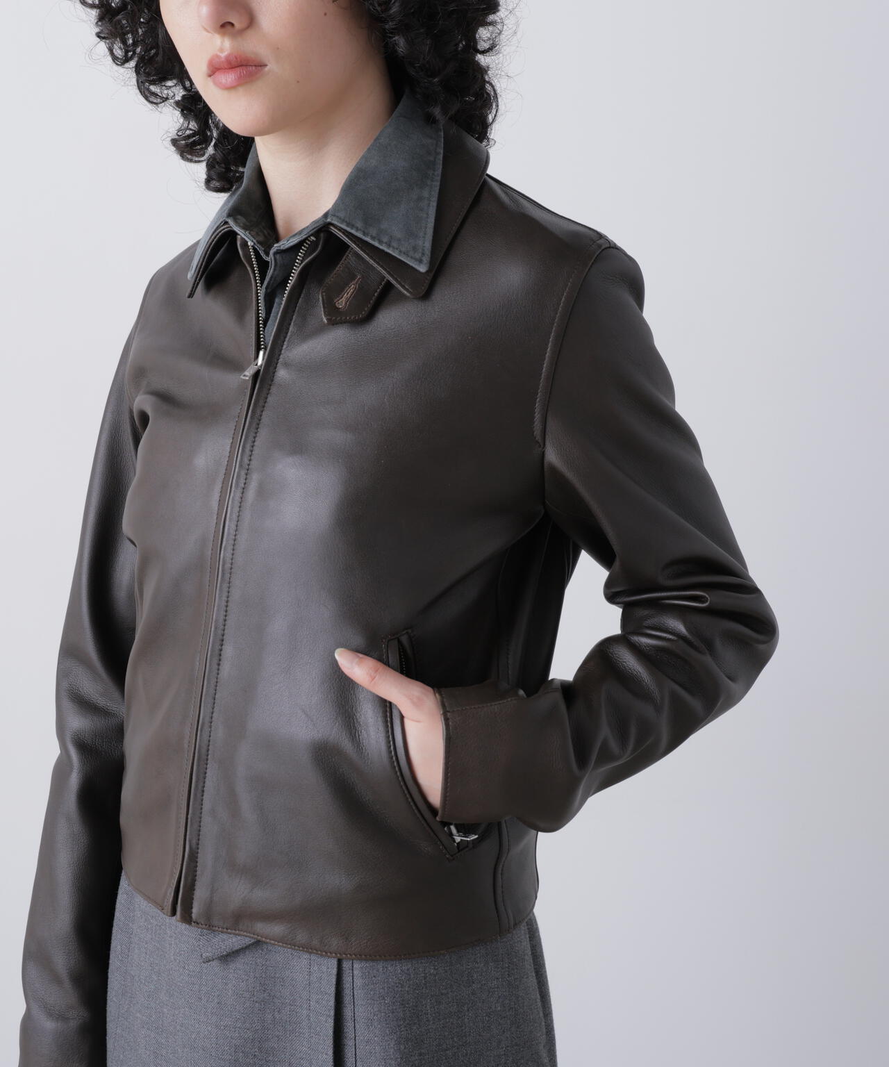 YLEVE / SHEEP AVIATOR LEATHER JACKET