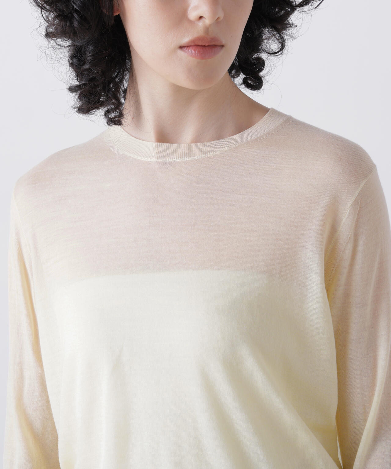 YLEVE / 2/100 FINE WOOL SHEER KNIT PULLOVER