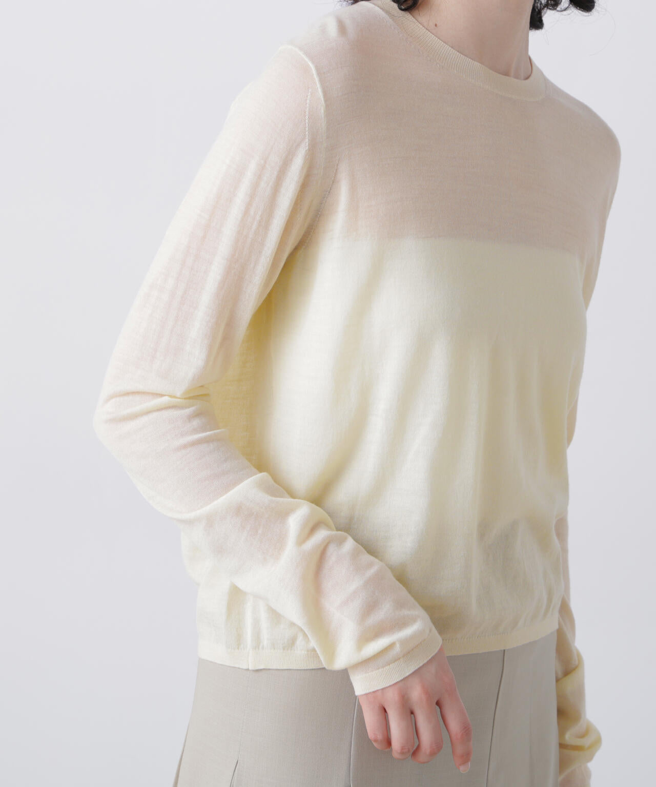 YLEVE / 2/100 FINE WOOL SHEER KNIT PULLOVER