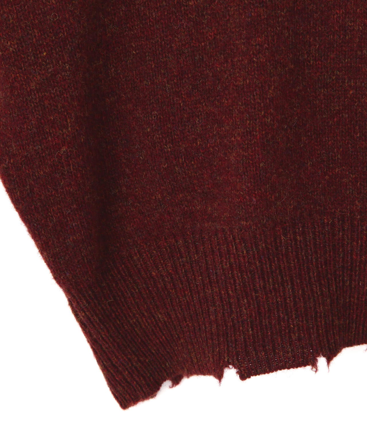 YLEVE / FRAYED EDGE V-NECK KNIT PULLOVER