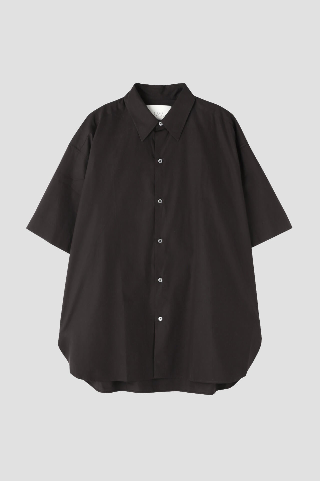 STUDIO NICHOLSON / MATTE COTTON POPLIN OVERSIZED SHORT SLEEVE SHIRT