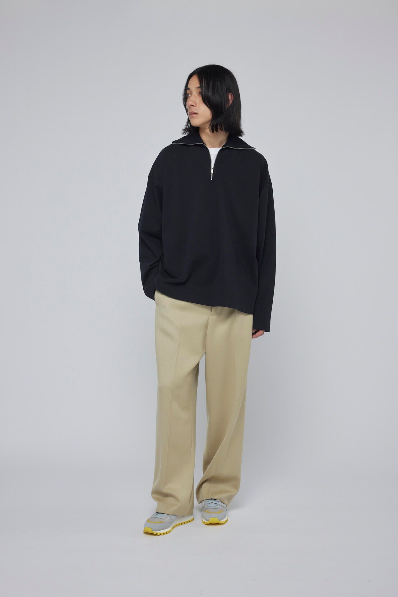 STUDIO NICHOLSON / DRY HEAVY COTTON ZIP THROUGH ROLL NECK