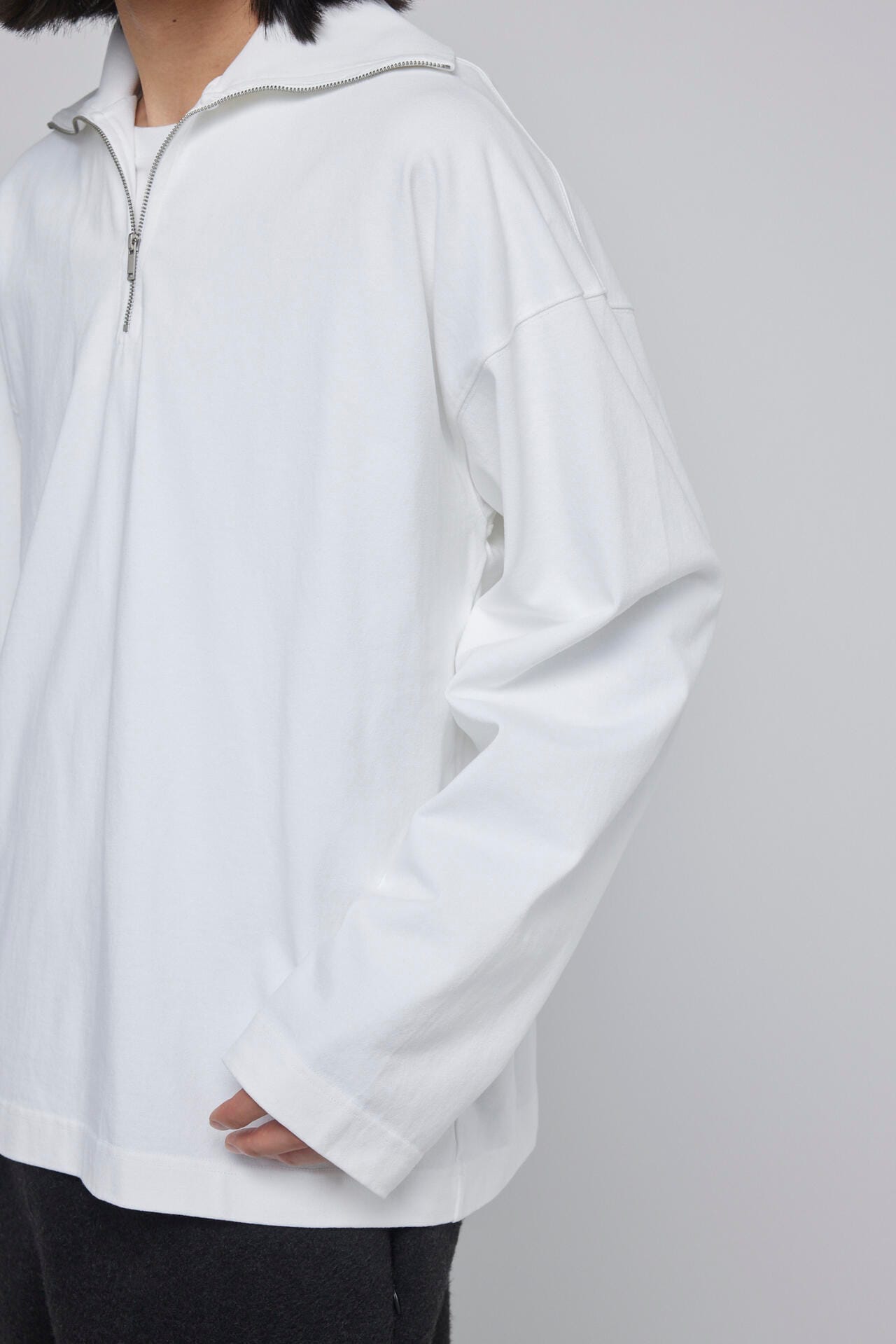 STUDIO NICHOLSON / DRY HEAVY COTTON ZIP THROUGH ROLL NECK