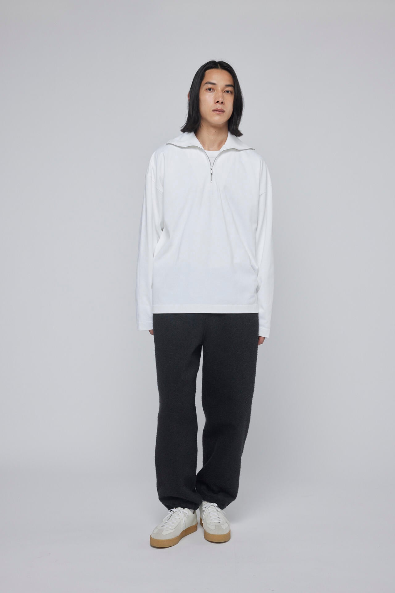 STUDIO NICHOLSON / DRY HEAVY COTTON ZIP THROUGH ROLL NECK