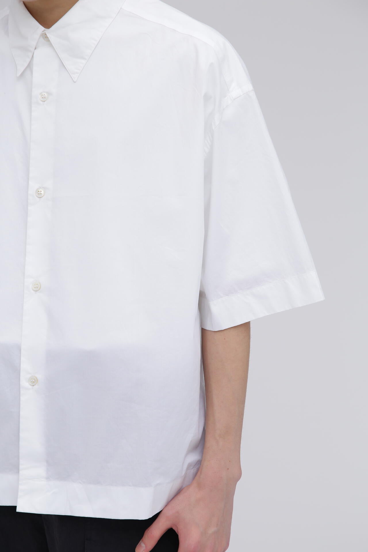 STUDIO NICHOLSON / JAPANESE COTTON NYLON SHORT SLEEVE BOXY SHIRT