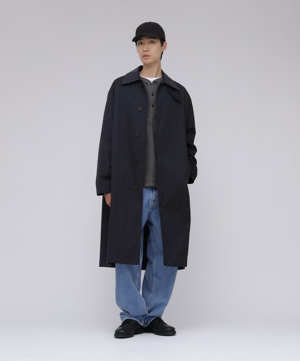STUDIO NICHOLSON / WASHED WEATHER CLOTH TRENCH COAT