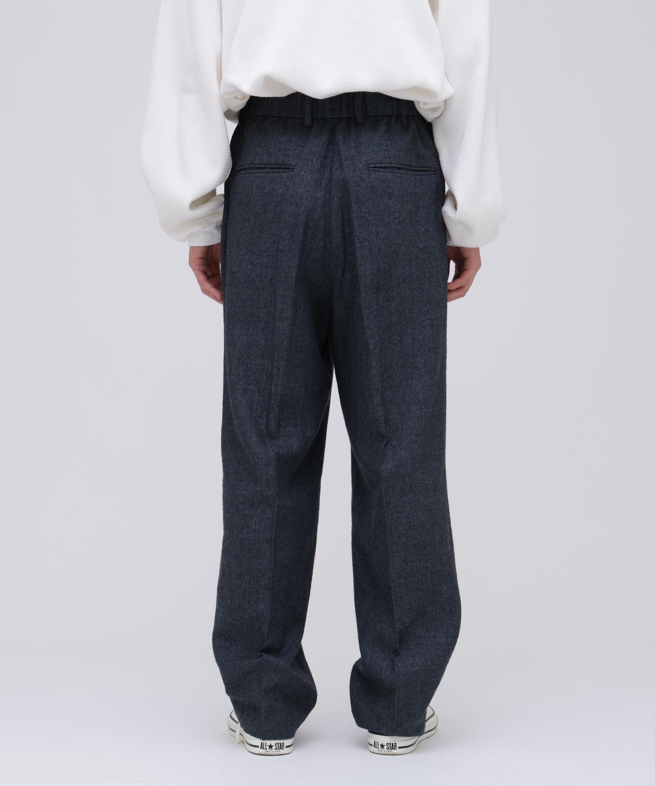 ATON / LINEN WOOL TWILL LOOSE FIT PANTS