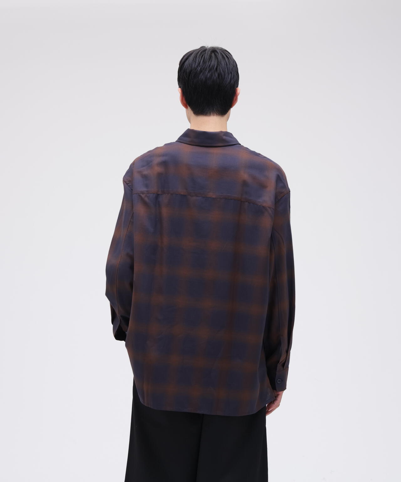 STUDIO NICHOLSON / COTTON CHECK OVERSIZED STRIGHT HEM SHIRT