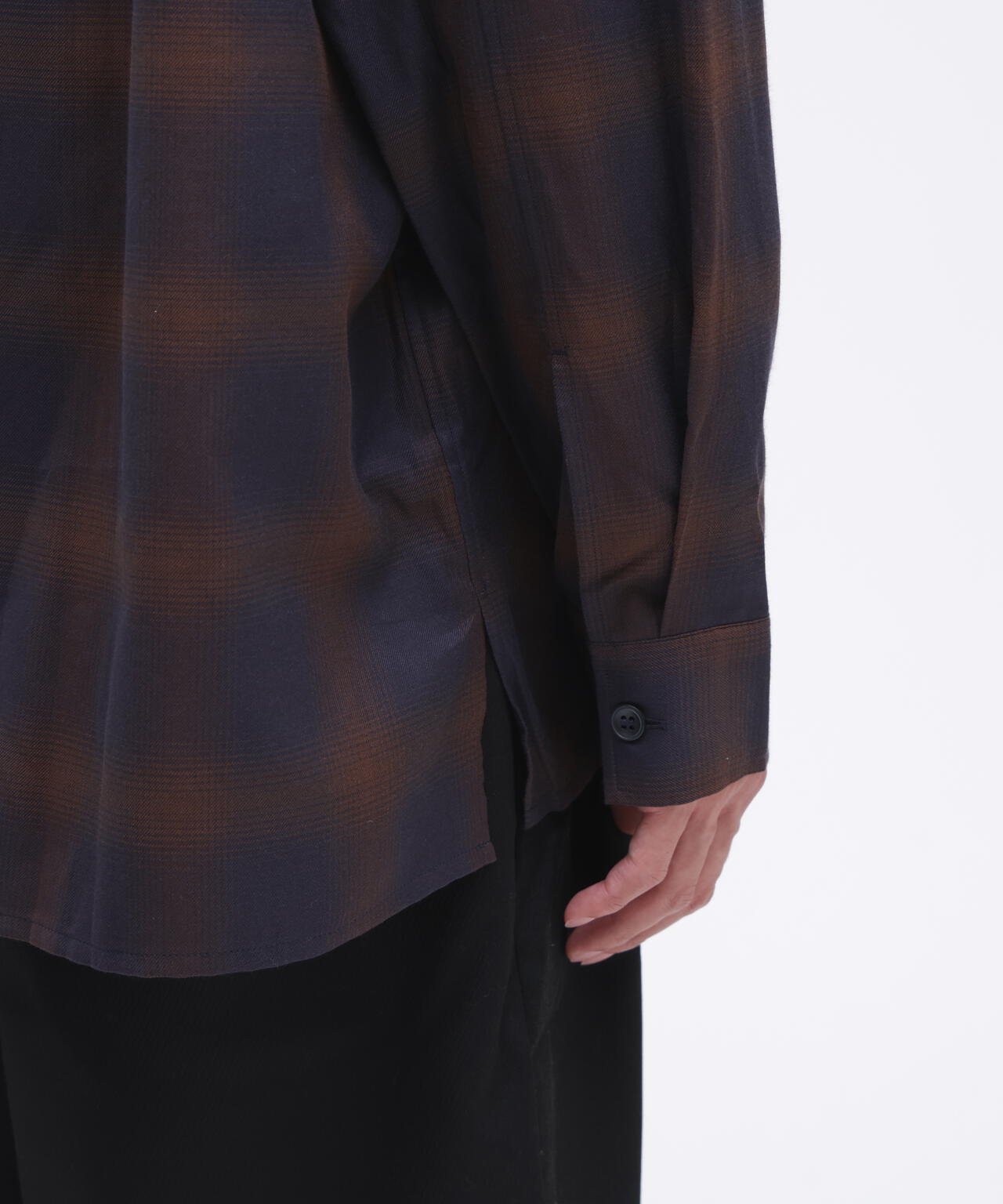 STUDIO NICHOLSON / COTTON CHECK OVERSIZED STRIGHT HEM SHIRT