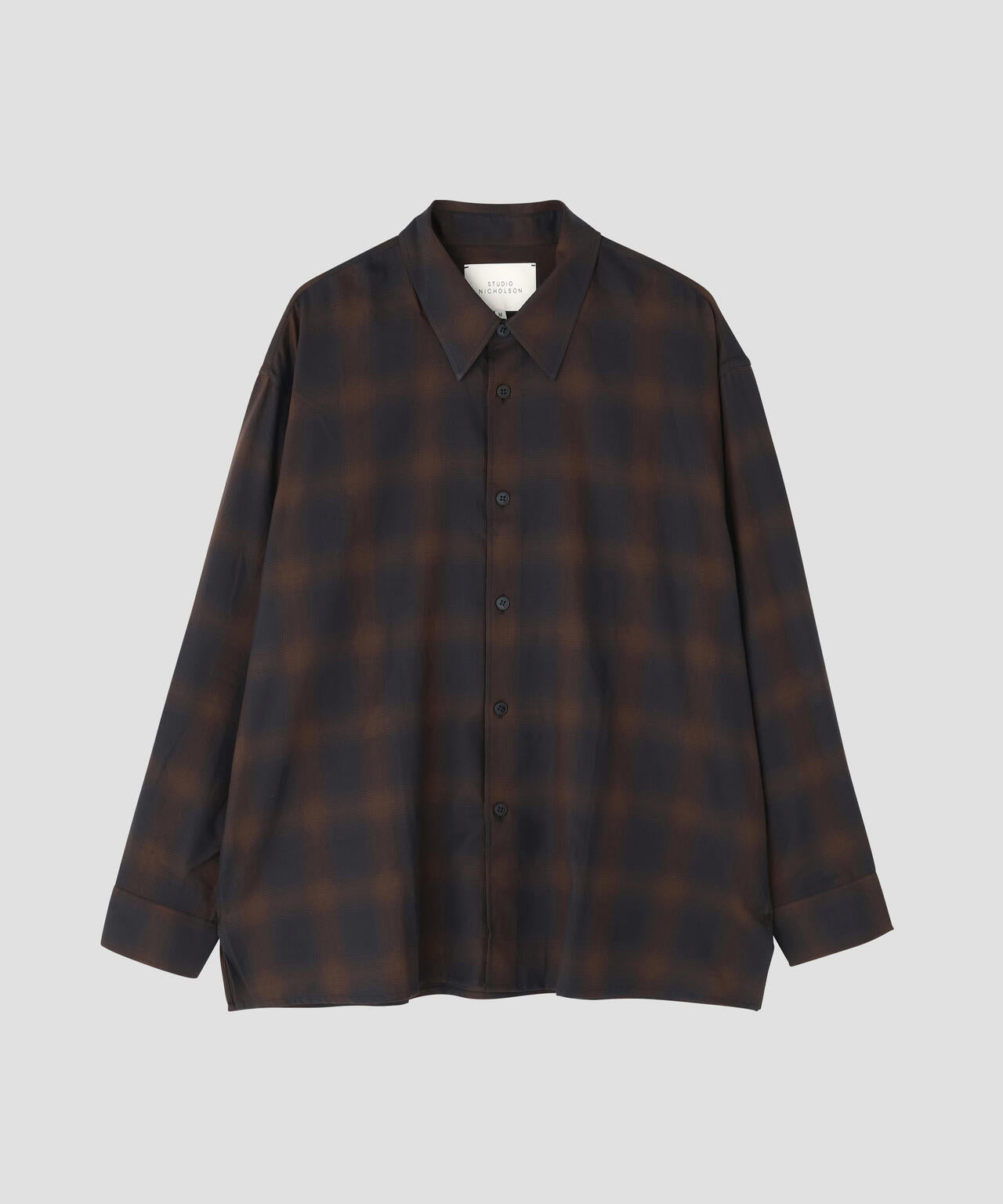 STUDIO NICHOLSON / COTTON CHECK OVERSIZED STRIGHT HEM SHIRT