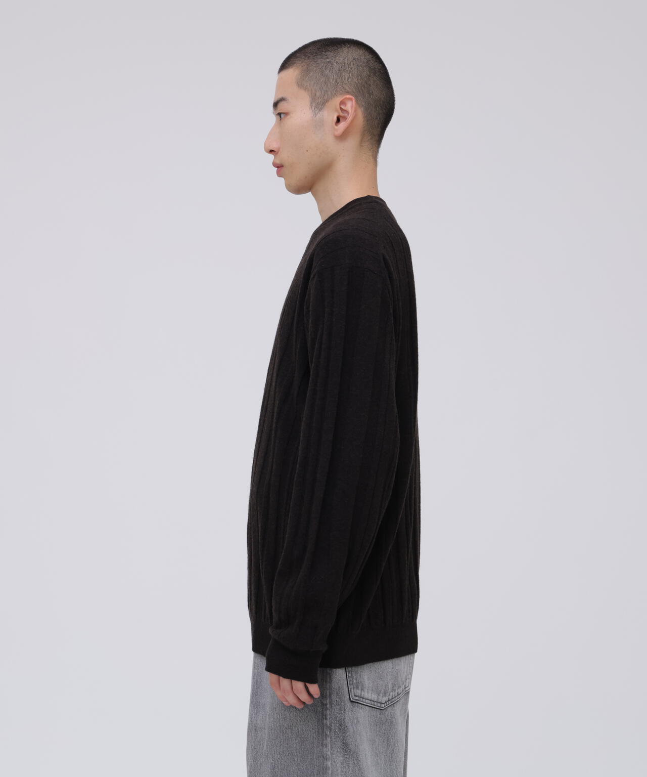 ATON / SUPER LIGHT WOOL RANDOM RIB SWEATER