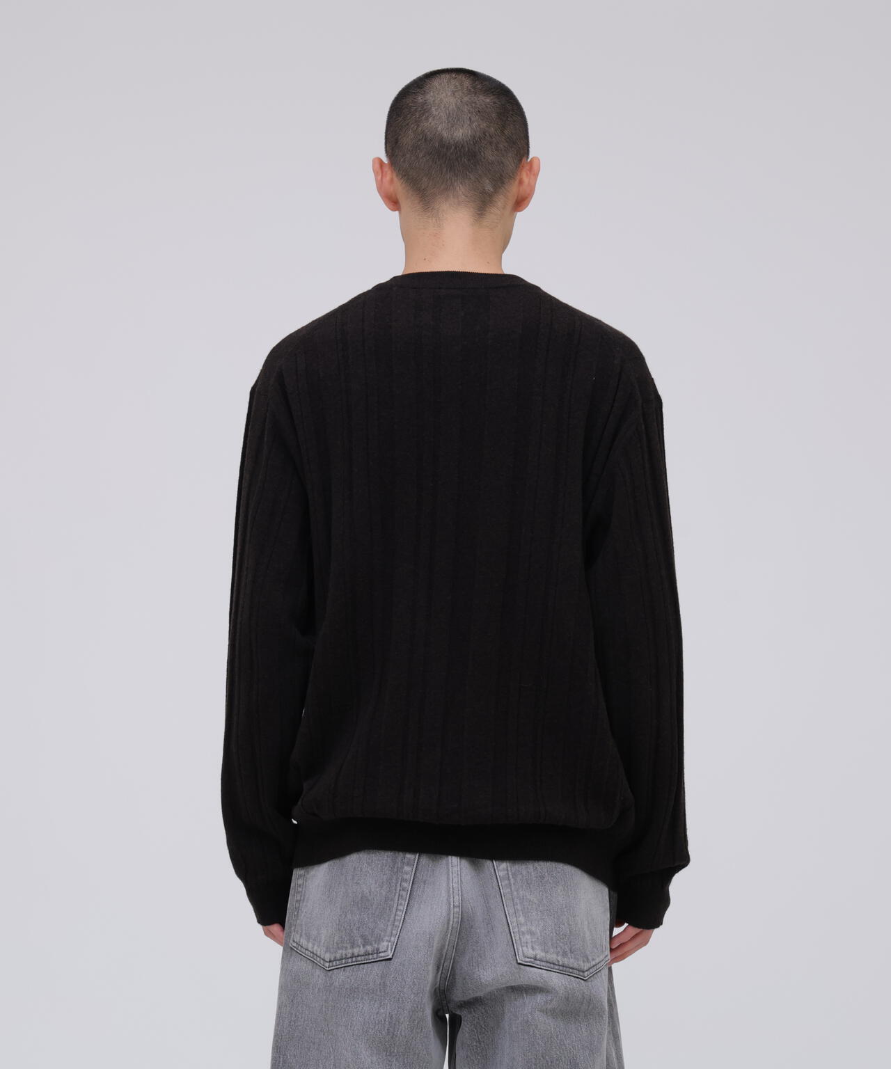 ATON / SUPER LIGHT WOOL RANDOM RIB SWEATER