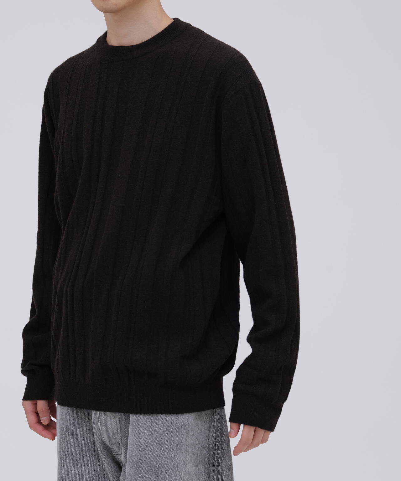 ATON / SUPER LIGHT WOOL RANDOM RIB SWEATER