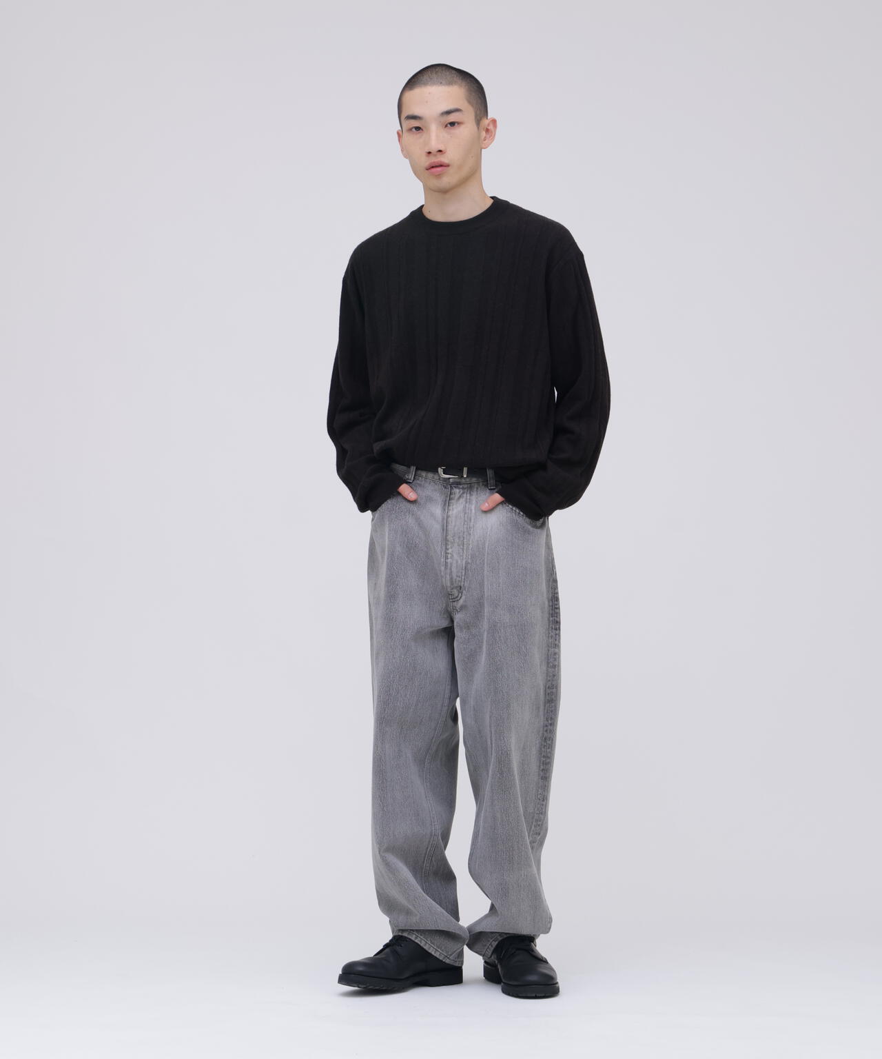 ATON / SUPER LIGHT WOOL RANDOM RIB SWEATER