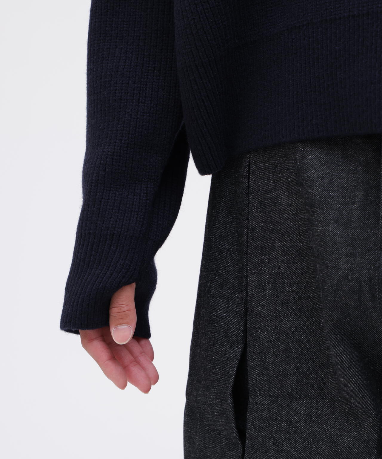 STUDIO NICHOLSON / LAMBSWOOL RIB POLO COLLAR JUMPER