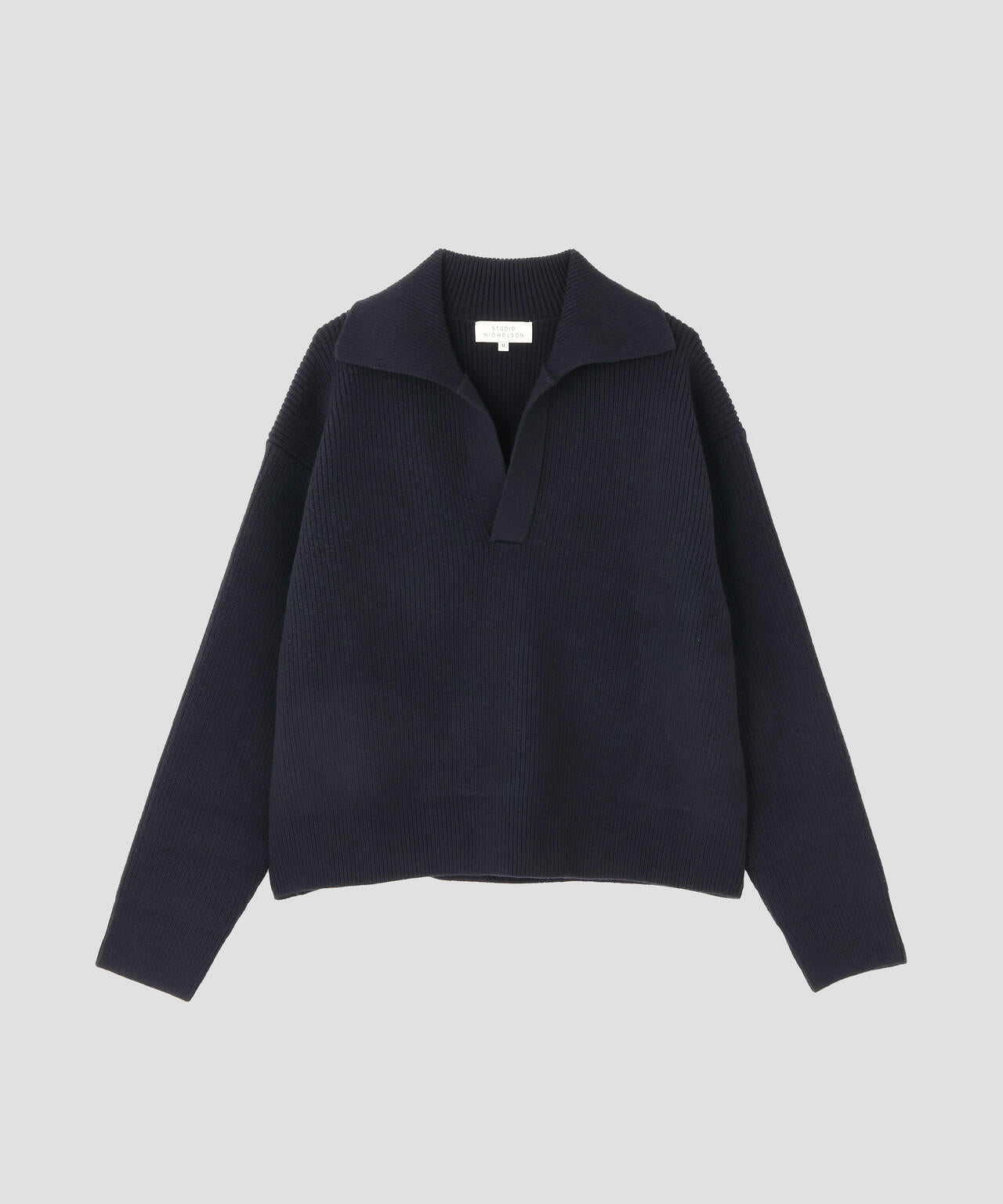 STUDIO NICHOLSON / LAMBSWOOL RIB POLO COLLAR JUMPER
