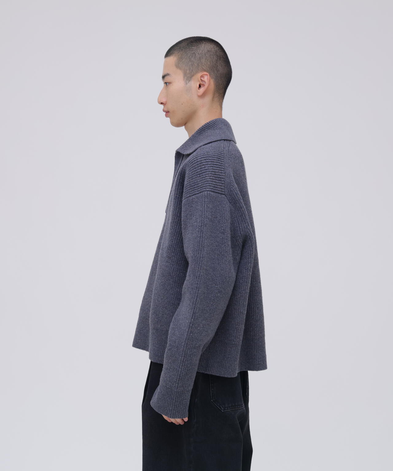 [別注]STUDIO NICHOLSON / LAMBSWOOL RIB POLO COLLAR JUMPER