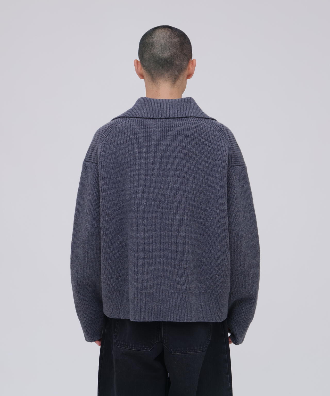 [別注]STUDIO NICHOLSON / LAMBSWOOL RIB POLO COLLAR JUMPER