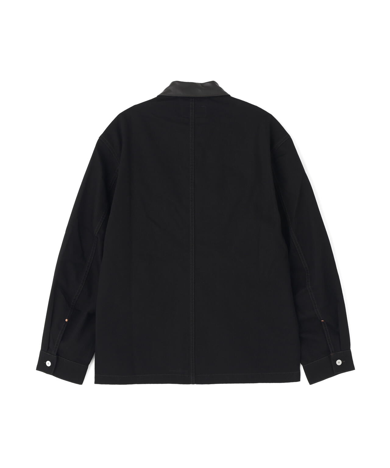 LEMAIRE / WORKWEAR OVERSHIRT WITH LEATHER COLLAR