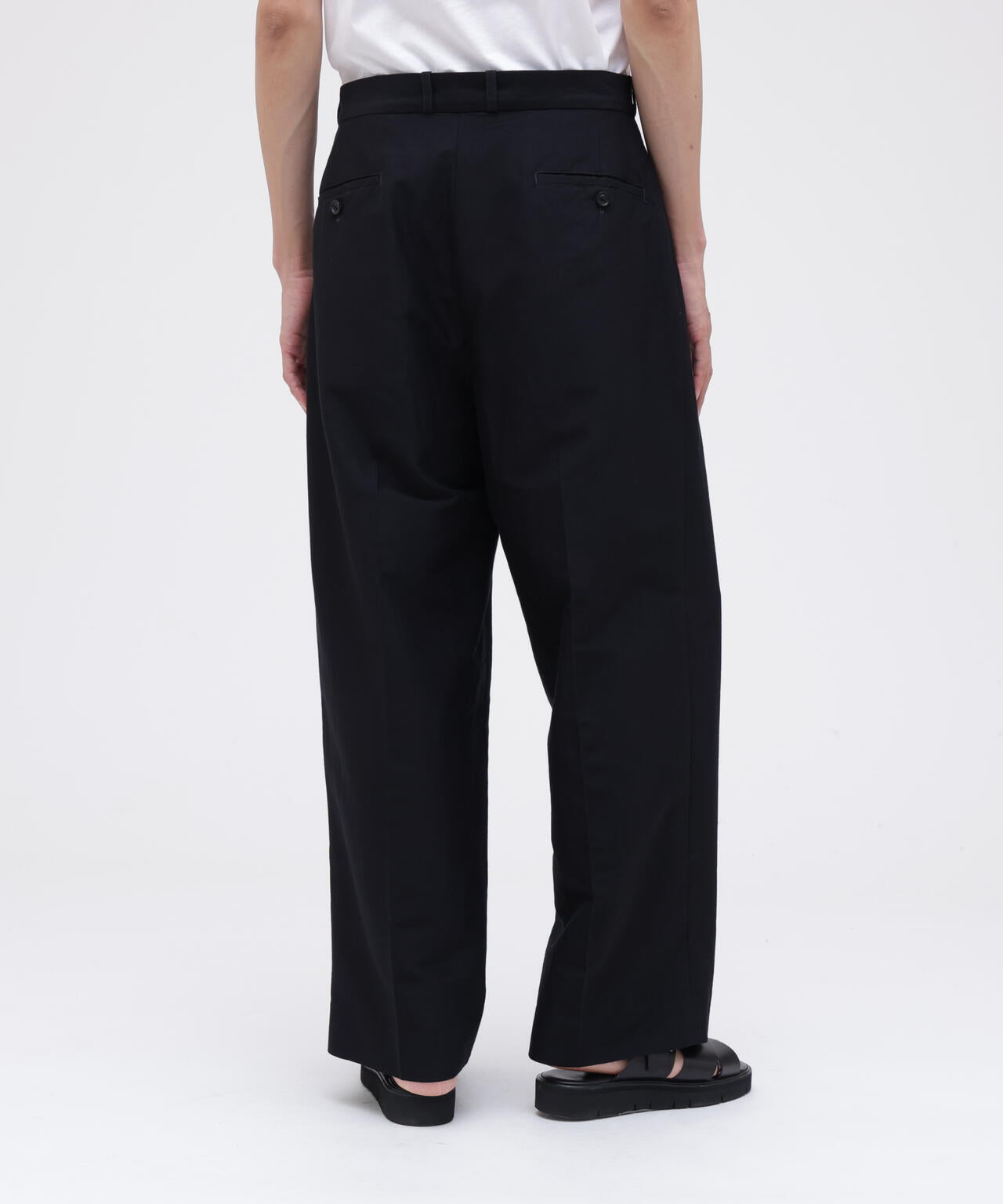 blurhms / SILK WOOL COTTON TWO-TUCK SLACKS