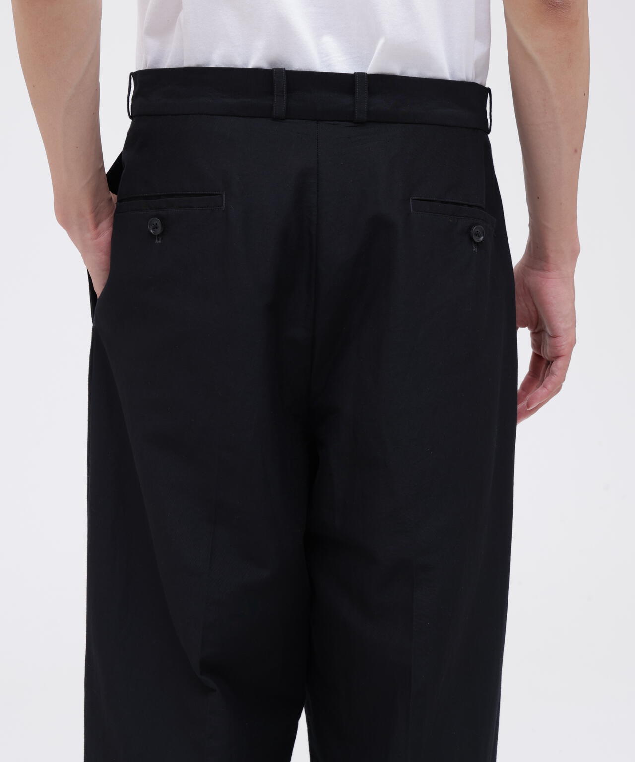 blurhms / SILK WOOL COTTON TWO-TUCK SLACKS